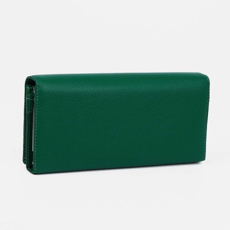 Women's wallet on magnets, green color-1