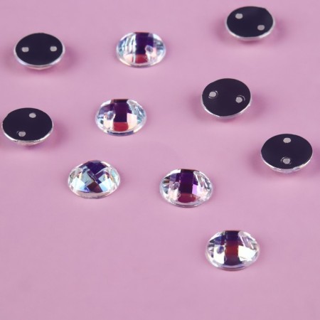 Rhinestones are sewing “circle”, from organic glass, with holography, d = 8 mm, 50 pcs-1