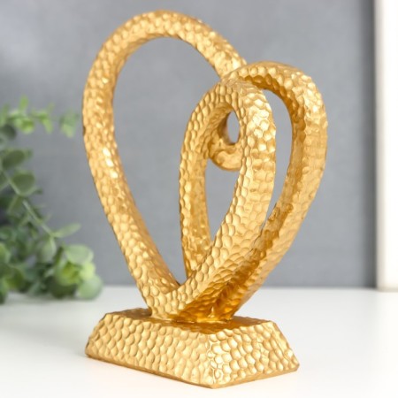 Polystone souvenir "Two hearts in one" gold 20.5x17x7 cm-5