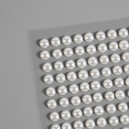 Pearls self -adhesive, d = 6 mm, 100 pcs on the sheet, white color-2