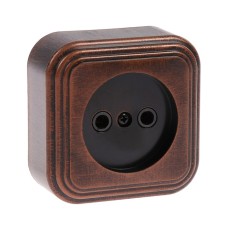 Розетка "Элект" RA 16-131-ЧМ, 16 А, 250 В, одноместная, открытая, без з/к, черная под медь