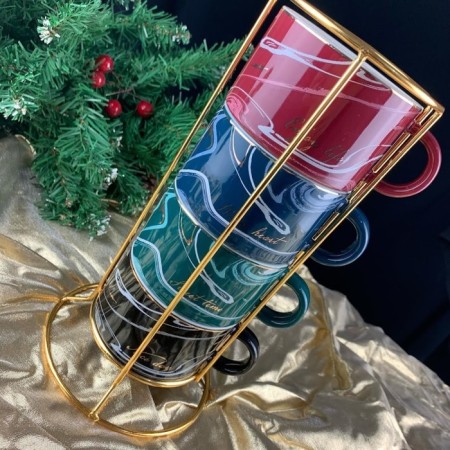 Set of mugs on the Lenardi stand, 260 ml, 4 items-1