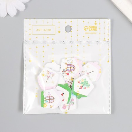 Buttons wood for creativity 2 punctures "House - Spring" Set 10 pcs 2.5x2.5 cm-4
