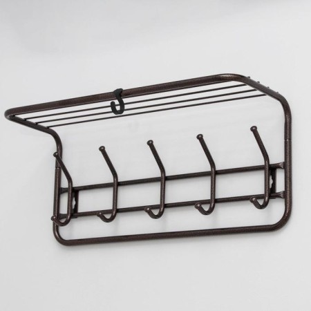 Wall hanger with a shelf for 5 hooks, 60 × 22 × 26.5 cm, color copper antik