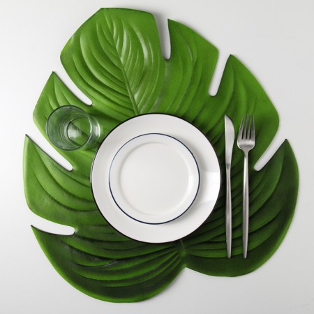 Serving napkin on the table "Tropics", 46 × 42 cm, green color