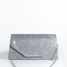Magneta bag, long chain, silver color