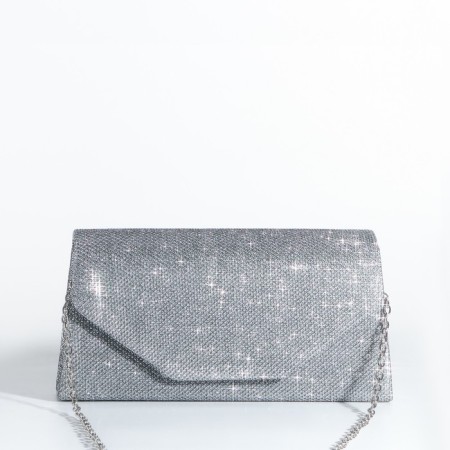 Magneta bag, long chain, silver color