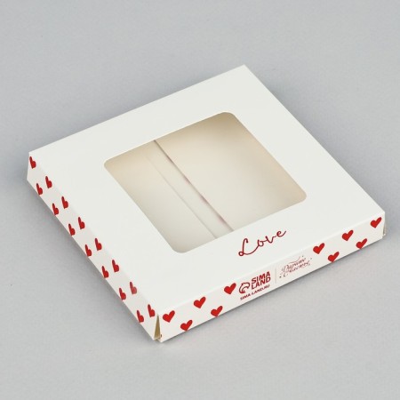Square chocolate box "Hearts", 10.2 x 10.2 x 1.4 cm