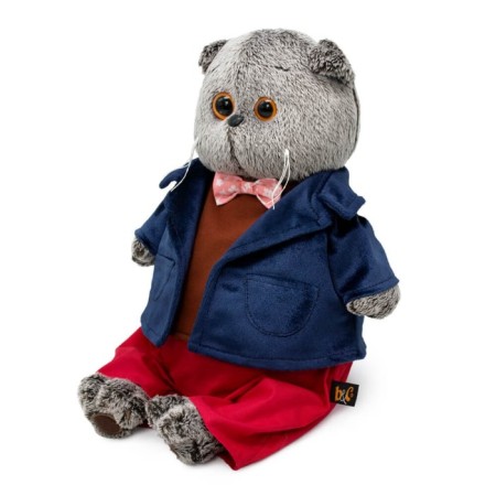 Soft toy "Basik in a blue velvet jacket", 25 cm-1