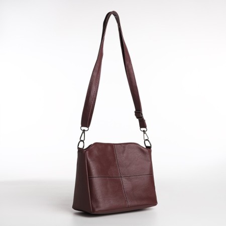 Cross-Bodi bag with zipper, dark pink color-2
