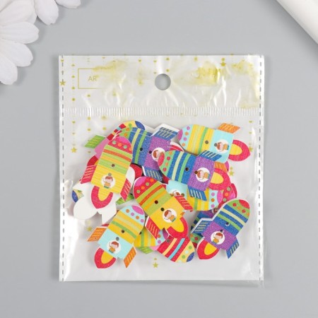 Buttons wood for creativity 2 punctures "rocket" set of 20 pcs 2.3x3.6 cm-3