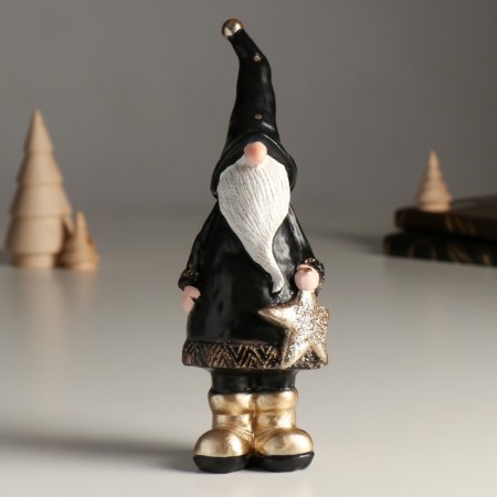 Polystone souvenir "High Santa Claus in a black outfit with a star" 8.8x8.2x23 cm