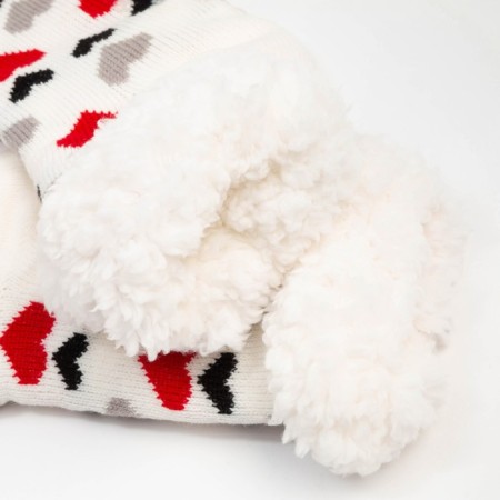 Women's socks with fur inside the "heart", white color, size 23-25 ​​(36-40)-2
