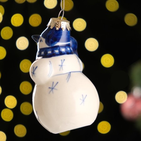 Souvenir on the Christmas tree "Snowman", 8 cm, Gzhel-4