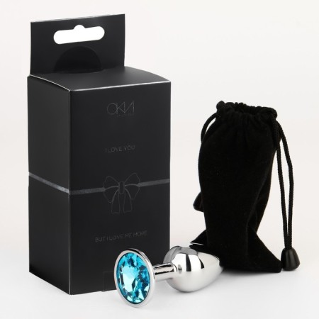 Anal traffic jam-hoods, silver, blue crystal, d = 28 mm-3