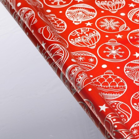 Film packaging holography "New Year's balls", red 100 x 70 cm, New Year