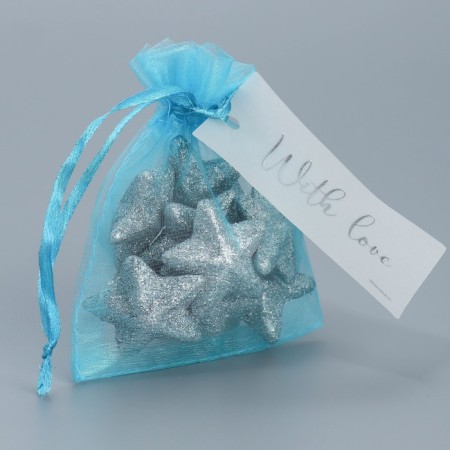 Big an organza bag of blue “sky”, with a nameplate, 10 x 12 cm +/- 1.5 cm-2