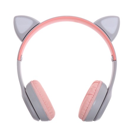 Wireless “cats” headphones, sound and light effects, folding, gray color-1