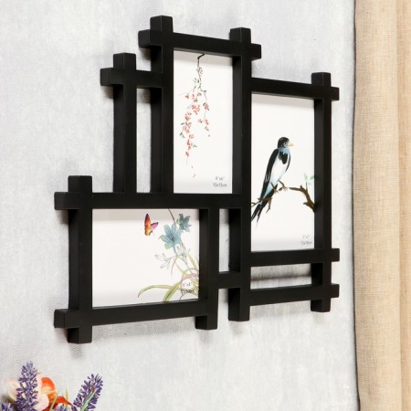 Photo frame plastic in 3 photos 10x15, 13x18 cm "straight lines" black 30.5x38 cm-1