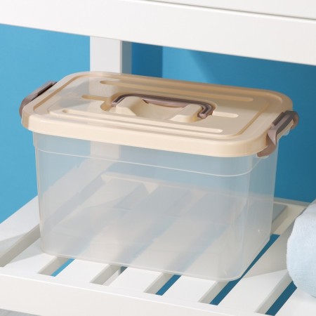 Storage container with a lid of a share, 6.5 l, 31 × 20 × 18 cm, beige color-5