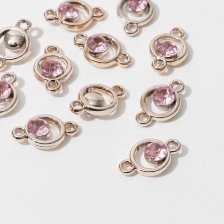 Connector "Orbit" 2.4 × 1.5 × 0.7 cm, (set 10 pcs.), Lilac color in gold