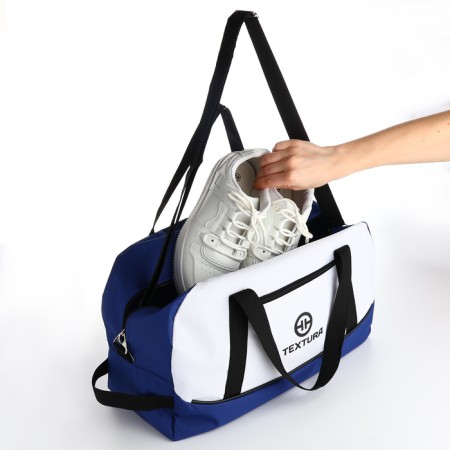 Sports bag, textura, average size, blue/white color-2