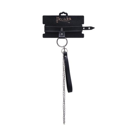 Collar single -layer narrow pecado bdsm, genuine leather, black color-5