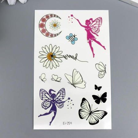 Tattoo on the body phosphorus "butterflies-flowers" mix 12x7.5 cm-2
