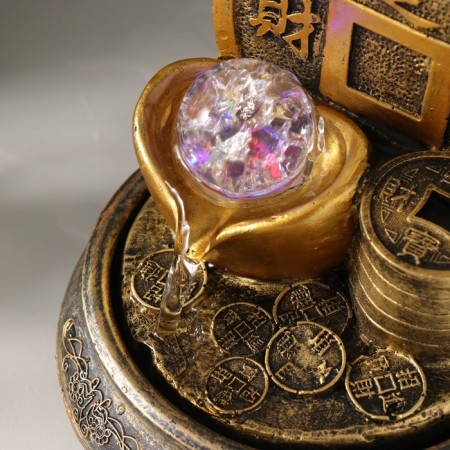 The desktop fountain from the network, backlight "Coin. Wealth" 16x16x20 cm-5