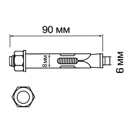 Anchor bolt of scrap, galvanized, 8x90 mm, 100 pcs-6