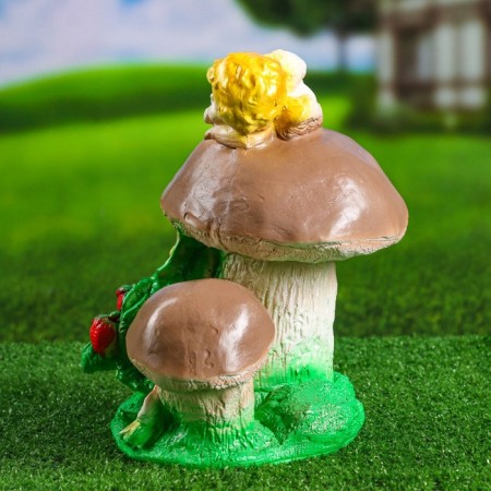Garden figure "Angel on the mushroom" 17x20x24cm-5