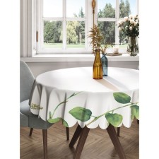 The tablecloth “Plant branches in watercolors”, round, Saten, D = 150 cm