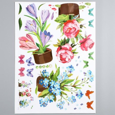Plastic sticker interior "flowers in pots" 50x70 cm-1