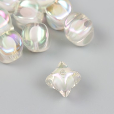 Busina for creativity plastic "Cube with flattened edges" mother of pearl d = 1.6 cm set of 10pcs.