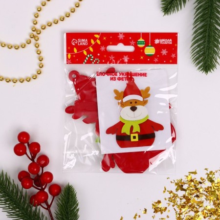 Set for creativity - create a Christmas tree decoration from the felt "New Year's deer in a scarf"-3