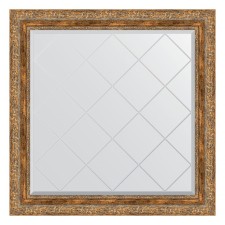 Mirror with engraving in the baguette frame, vignette antique bronze 85 mm, 85x85 cm