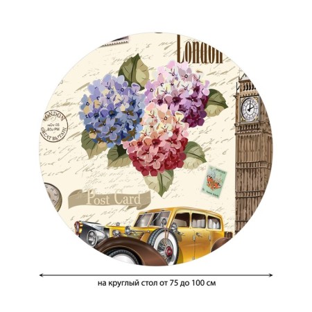 Gabloon on the London table, round, oxford, elastic band, size 120x120 cm, diameter 75-100 cm-1