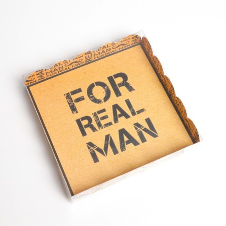 Cookie box, confectionery packaging with PVC lid, “for a real man”, 18 x 18 x 3 cm-1