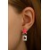 Set: earrings, anime ring star and drop, green-pink color in silver