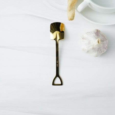 A dessert spoon made of stainless steel Magistro “shovel”, length 15.5 cm, rectangular shape, gold color-6