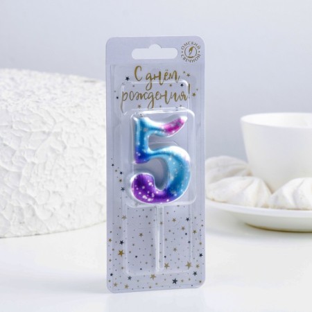 Candle for cake the number "5", space, 5.5 cm, 16 minutes-1