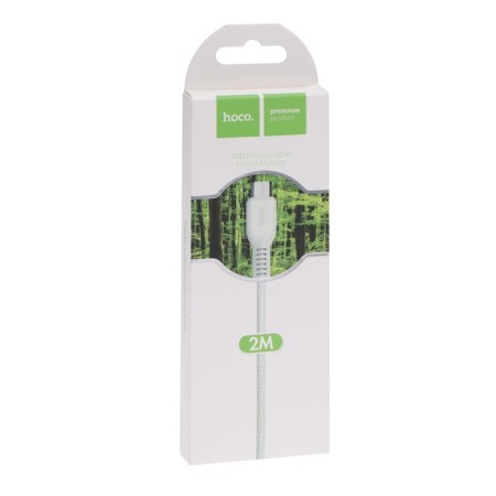 Hoco X20 cable, microUSB - USB, 2 A, 2 m, PVC braid, white-2
