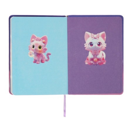 Notebook Gift Book 96l, line, colored cut, PVC Cat cover 3D (17.7x12.4cm)-7