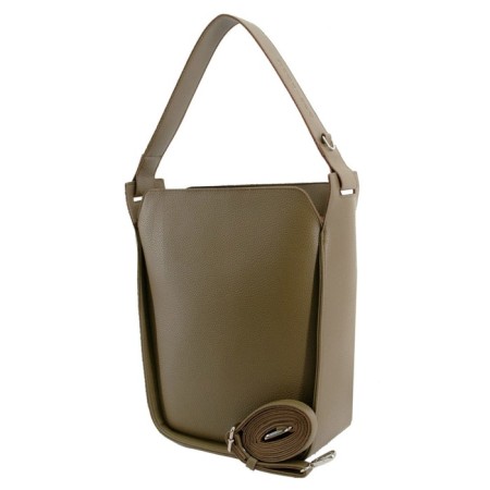 Bag women, genuine leather, olive 31x10x24 cm