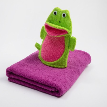 Flying Set "Frog": a towel 70x130 cm with a washcloth-2