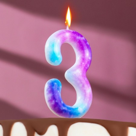Candle in the cake on the skewer "Galaxy", number 3, 9 cm, giant
