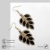 Earrings hanging "leaves" duo, golden-black color, 6 cm