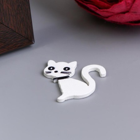 Decor for creativity wood "Cat Black and White" set 10 pcs 2.5x2.5 cm-2
