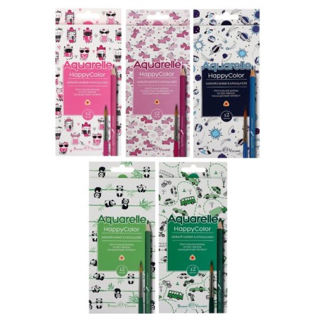 Pencils Watercolor 12 colors Happycolor, mix-9