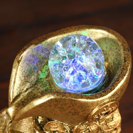 The desktop fountain from the network, the backlight "bag with gold coins" gold 21x15x12 cm-4